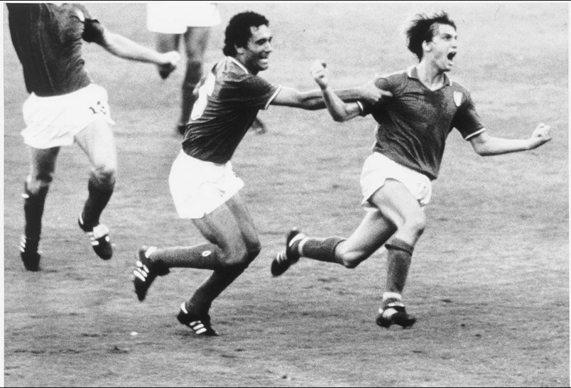Marco Tardelli and Claudio Gentile at 1982 football world cup in Spain