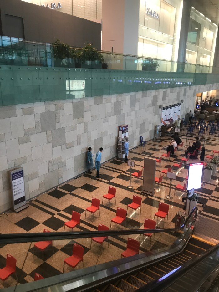 Changi Airport in Singapore - January 2021 - Swab tests after landing